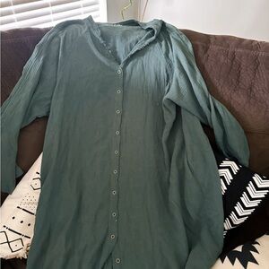 Love Olive Green Textured TSHIRT DRESS